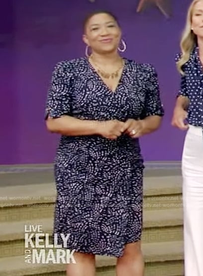 Deja Vu’s printed black dress on Live with Kelly and Mark