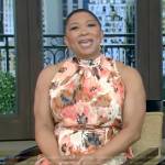 Deja Vu’s orange floral sleeveless dress on Live with Kelly and Mark