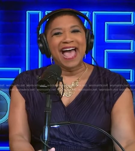 Deja Vu’s navy wrap dress on Live with Kelly and Mark