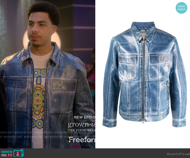 Diesel Denim Print Waxed Jacket worn by Andre Johnson, Jr. (Marcus Scribner) on Grown-ish