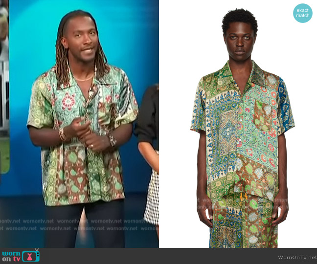 vision Paisley Short Sleeve Shirt worn by Scott Evans on Access Hollywood