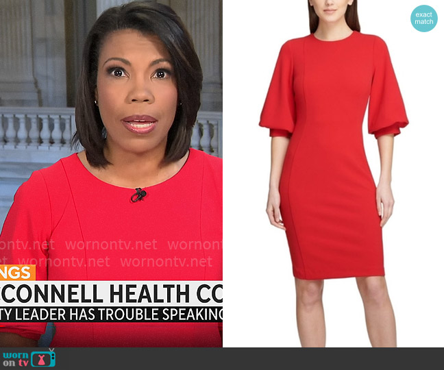 DKNY Balloon Sleeve Sheath Dress worn by Nikole Killion on CBS Mornings