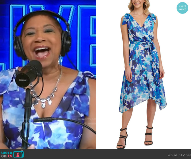 DKNY Floral Print Mid Calf Wrap Dress worn by Deja Vu on Live with Kelly and Mark