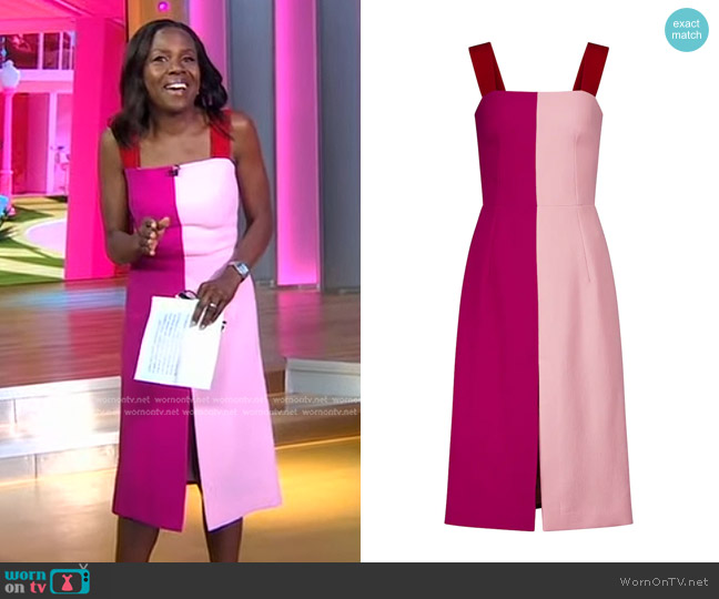 Dolce & Gabbana Colour-Block Slit-Detail Dress worn by Deborah Roberts on Good Morning America