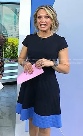 Dylan’s blue colorblock fit and flare dress on Today