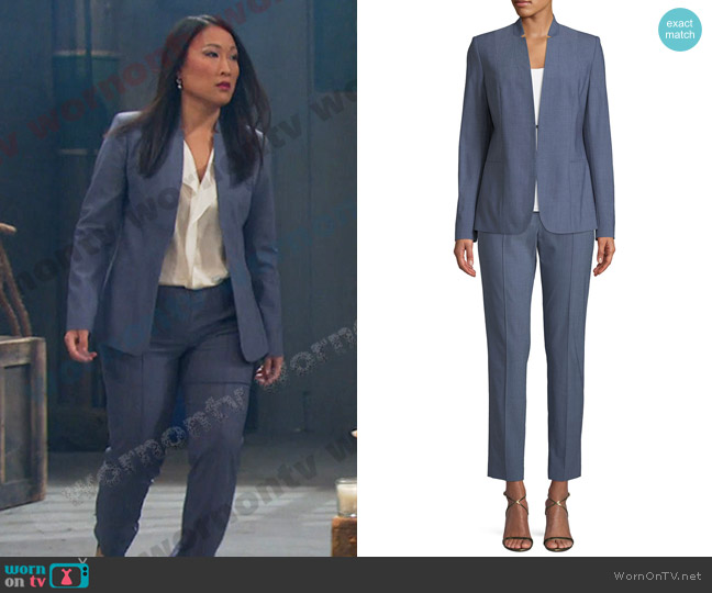 Elie Tahari Tori Wool-Blend Jacket worn by Melinda Trask (Tina Huang) on Days of our Lives