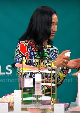 Elizabeth Werner’s rainbow printed top on CBS Mornings