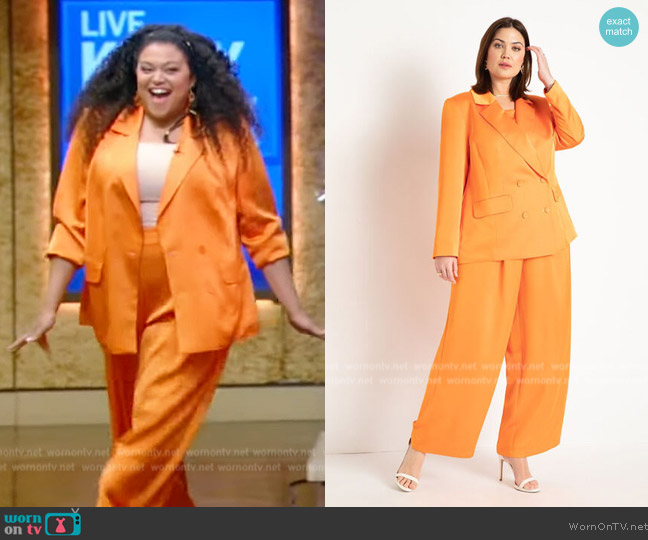 Eloquii Oversized Satin Blazer worn by Michelle Buteau on Live with Kelly and Mark