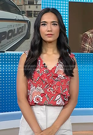 Emilie’s red floral ruffle top on Today
