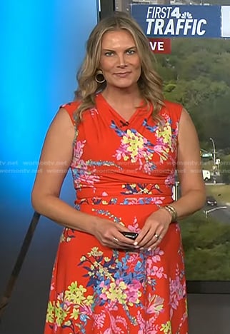 Emily West’s red floral wrap dress on Today