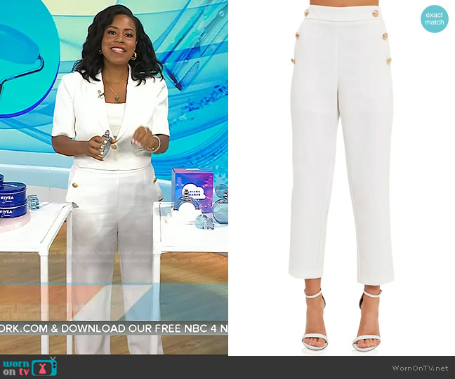 Endless Rose Side Button Trousers in Ivory worn by Sheinelle Jones on Today