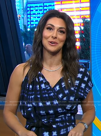 Erielle’s blue plaid asymmetric top on Good Morning America