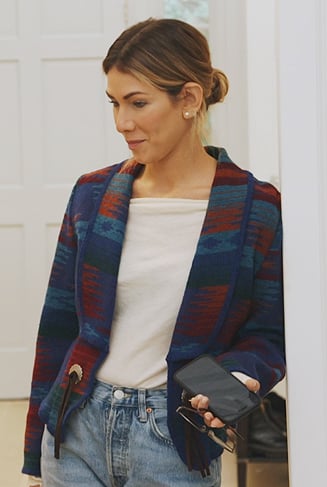 Erin’s blue patterned jacket on The Real Housewives of New York City