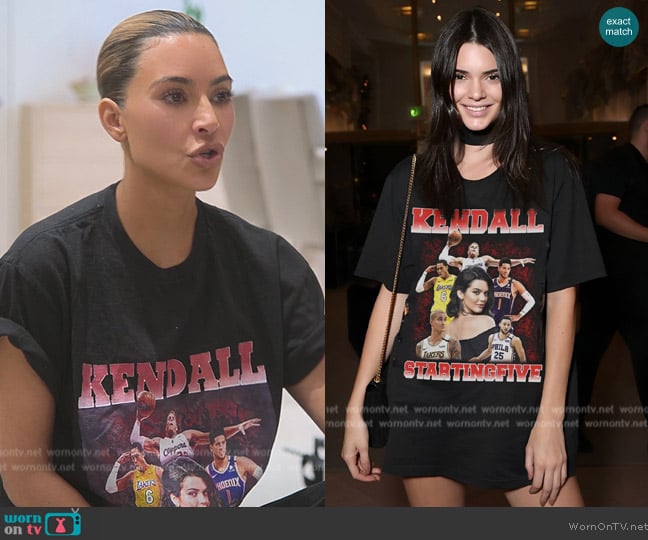 BoardByThePortal Kendall Starting Five Graphic Tee worn by Kim Kardashian (Kim Kardashian) on The Kardashians