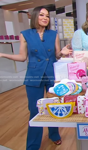 Eva’s denim vest and pants on Good Morning America