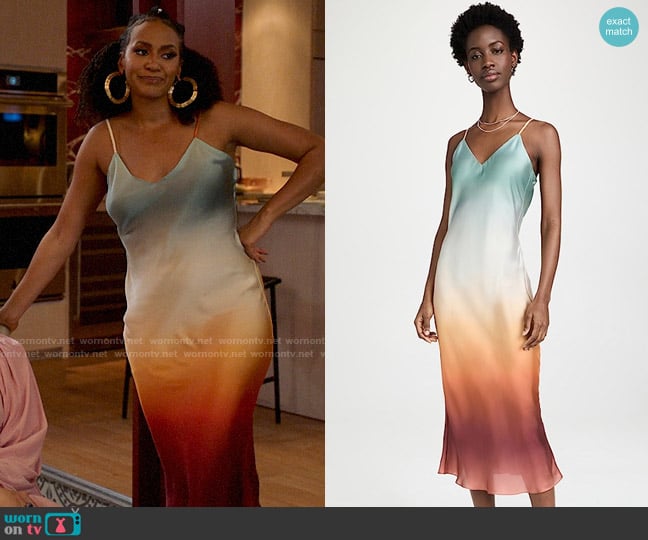 Fe Noel Bella Slip Dress in Spice Gradient worn by Sondi Hill (Corbin Reid) on Run the World