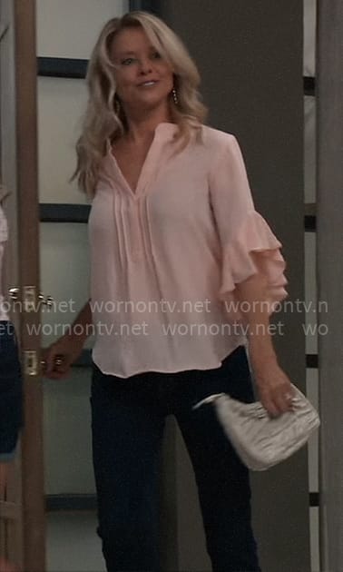 Felicia’s peach pink blouse on General Hospital