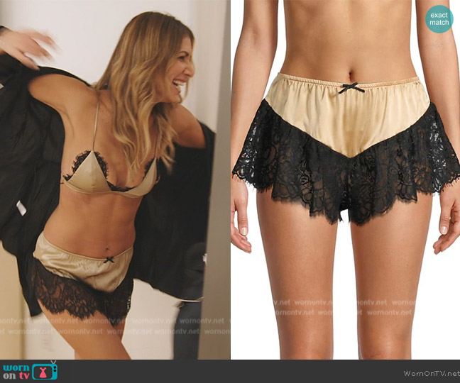Fleur du Mal Cherie Lace & Satin Flutter Shorts worn by Erin Lichy on The Real Housewives of New York City