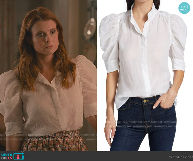 Frame Gillian Puff-Sleeve Top worn by Maddie Townsend (JoAnna Garcia Swisher) on Sweet Magnolias