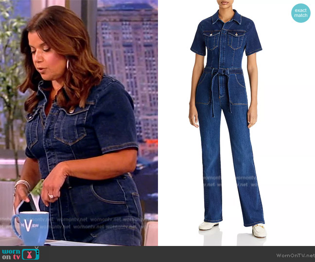 Frame Le Flare de Francois Denim Jumpsuit in Lemmie worn by Ana Navarro on The View
