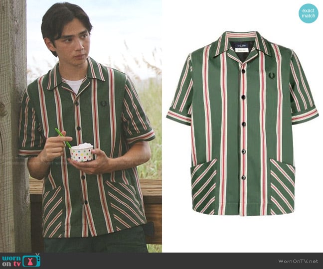 Fred Perry Striped Short-Sleeved Shirt worn by Steven (Sean Kaufman) on The Summer I Turned Pretty