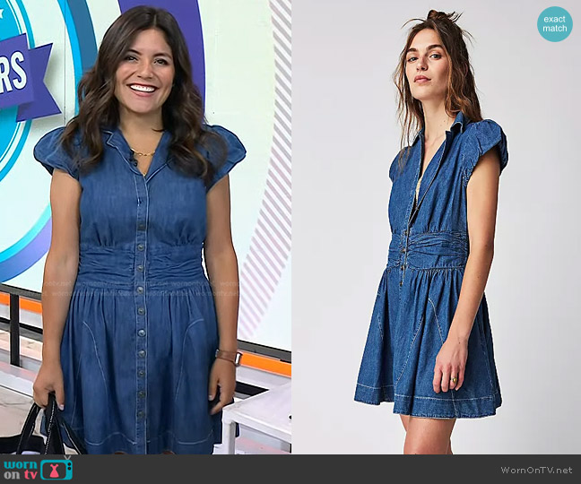 Free People Chester Denim Mini Dress worn by Adrianna Barrionuevo Brach on Today