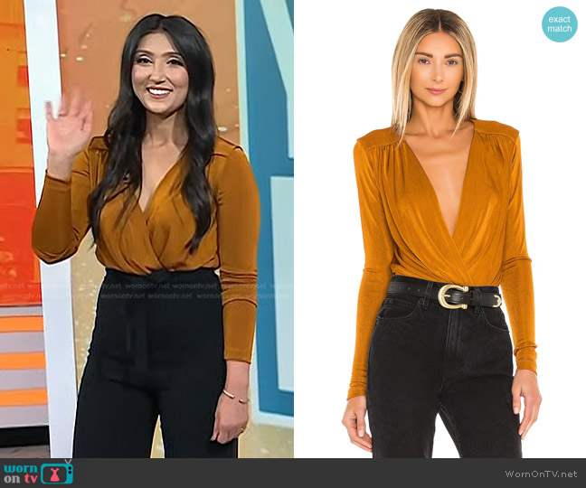 Free People Turnt Bodysuit in Honey Ginger worn by Dr. Sheila Farhang on Today