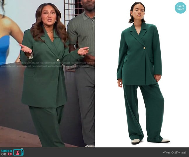 Ganni Drapey Melange Blazer worn by Adrienne Houghton on E! News