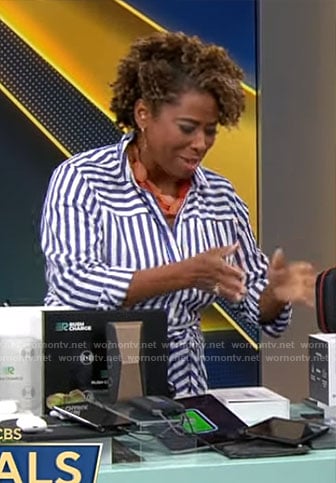 Gayle Bass’s striped shirtdress on CBS Mornings