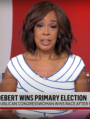 Gayle King’s blue and white striped top on CBS This Morning