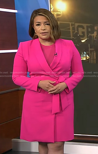 Gilma Avalos’s pink wrap blazer dress on NBC News Daily