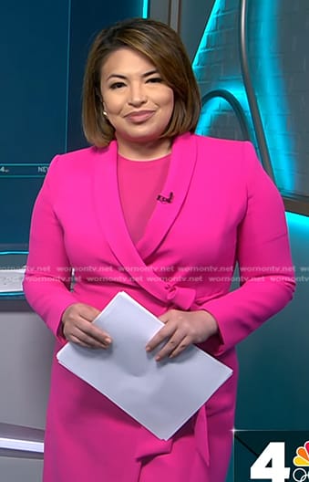 Gilma Avalos’s pink wrap blazer dress on NBC News Daily