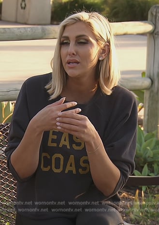 Gina’s black East Coast sweatshirt on The Real Housewives of Orange County