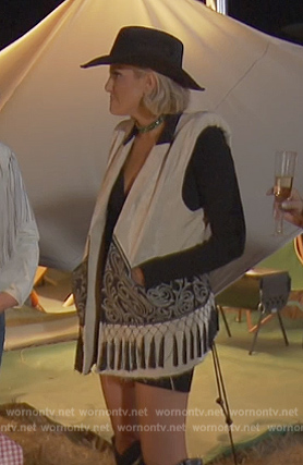 Gina’s white embroidered vest on The Real Housewives of Orange County