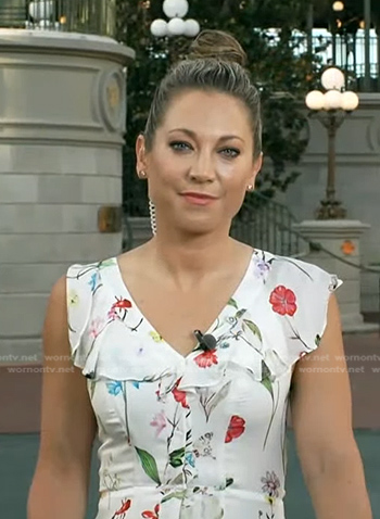 Ginger’s white floral ruffle dress on Good Morning America