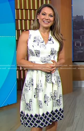 Ginger’s white house print dress on Good Morning America