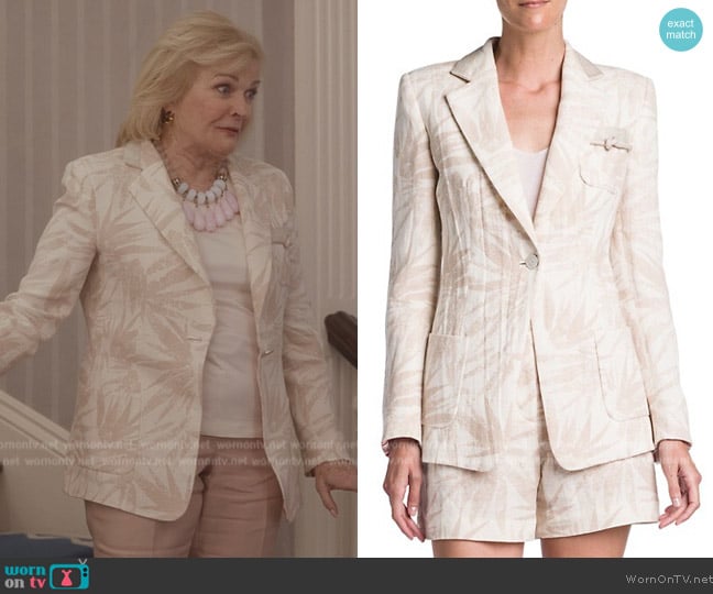 Giorgio Armani Main Palm Print Gauze Blazer worn by (Candice Bergen) on And Just Like That