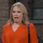 Gladys’ orange tie sleeve top on General Hospital