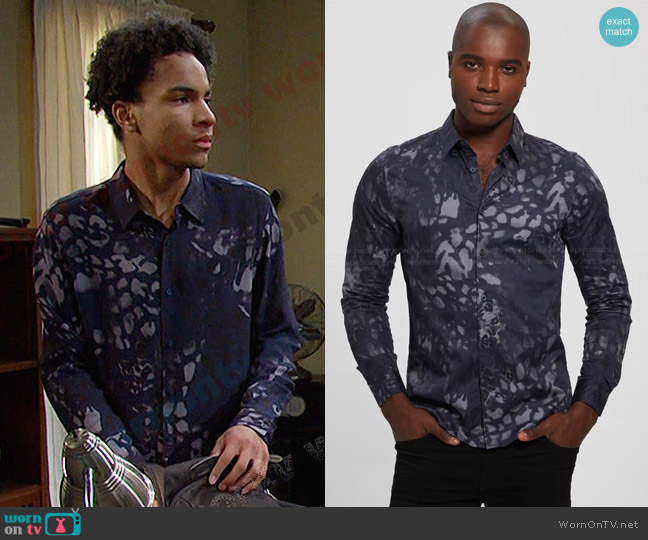Guess Luxe Midnight Animal Shirt worn by Jerry Prentiss (Terrell Ranson Jr) on Days of our Lives