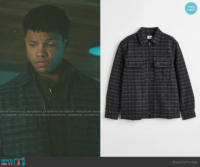 H&M Overshirt in Dark grey/Check worn by Ned (Tunji Kasim) on Nancy Drew