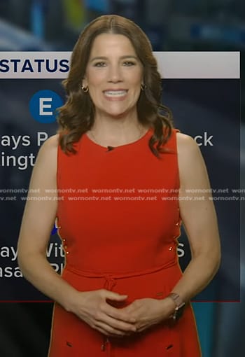 Heather O’Rourke’s red lace-up side dress on Good Morning America