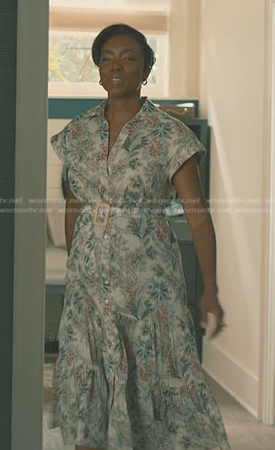 Helen’s white floral belted dress on Sweet Magnolias