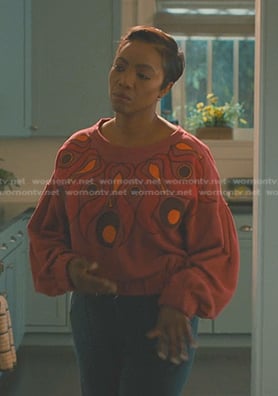 Helen’s pink embroidered sweatshirt on Sweet Magnolias