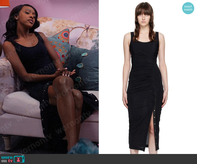 Helmut Lang Twist Tank Midi Dress worn by Karen Mott (Ebony Obsidian) on Tyler Perrys Sistas