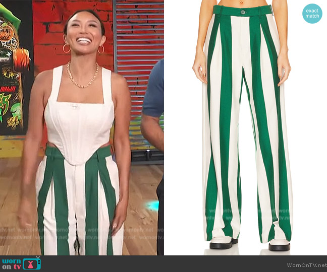Helsa Rugby Pleated Pant worn by Jeannie Mai on Access Hollywood