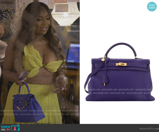 Hermes Kelly Handbag Iris Clemence worn by Marlo Hampton on The Real Housewives of Atlanta