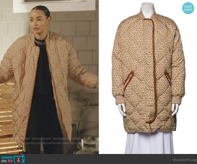 Hermes Printed Coat worn by Sai De Silva on The Real Housewives of New York City