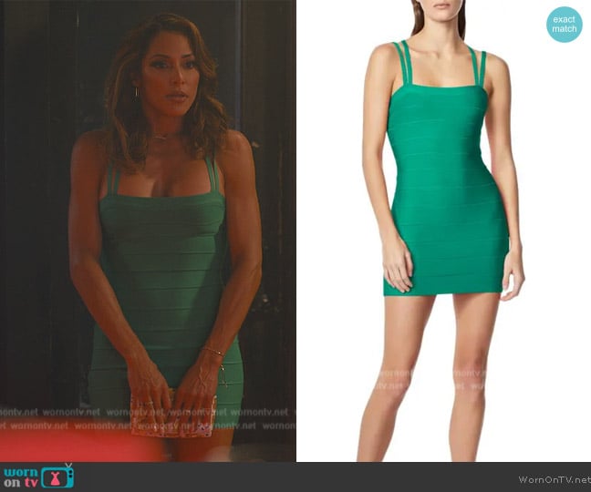 Herve Leger Crisscross-Back Strappy Mini Bodycon Dress worn by (Nikki Estridge) on Sweet Magnolias