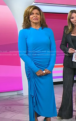 Hoda’s blue ruched dress on Today