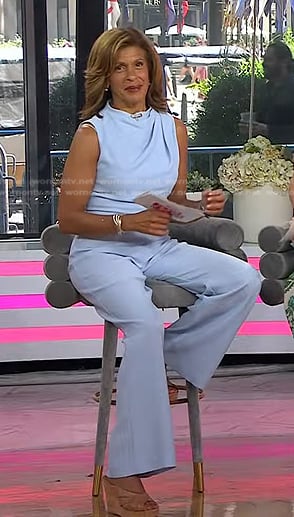 Hoda’s light blue sleeveless jumpsuit on Today
